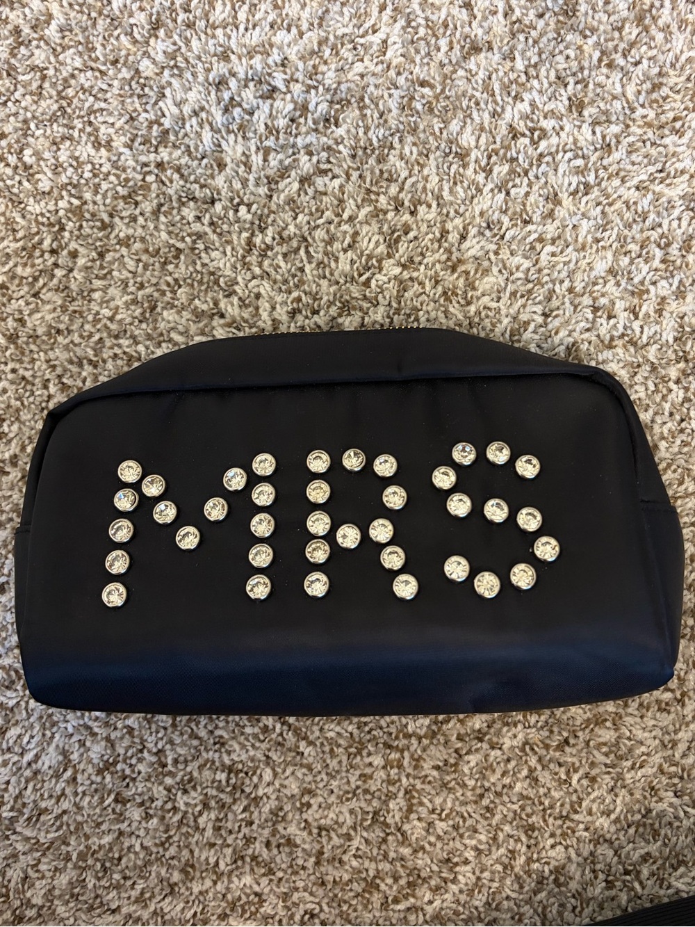 Brand New Without Tags Adorable Mrs. Gloss & Glo Black Nylon Makeup Bag